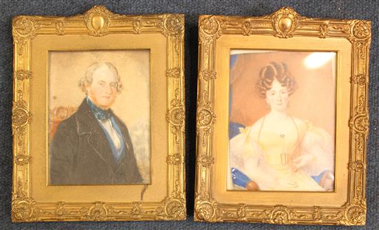 Victorian School Miniatures of the Kerr family, largest 5 x 3.75in.